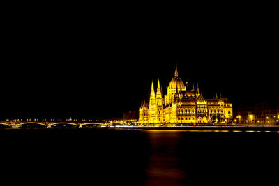 Illuminated building at night