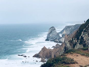 Scenic view of sea against clear sky