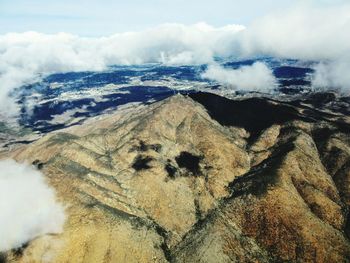 Aerial view of volcanic landscape