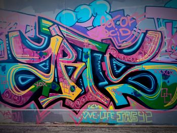 Full frame shot of graffiti on wall