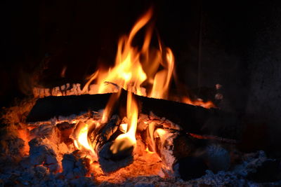 Close-up of bonfire at night