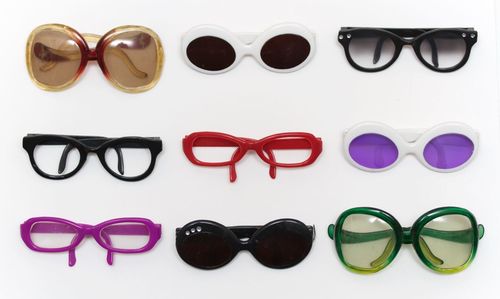 Close-up of sunglasses against white background