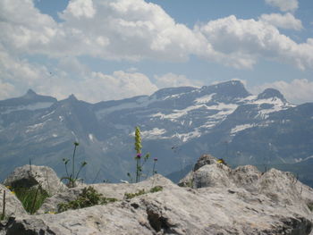 Scenic view of mountains against sky