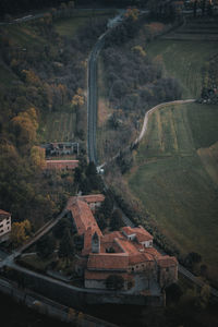 High angle view of road passing through landscape