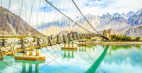 Bridge over river against sky
