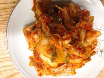 Close-up of pasta served in plate