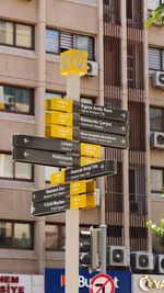 Information sign on road by building