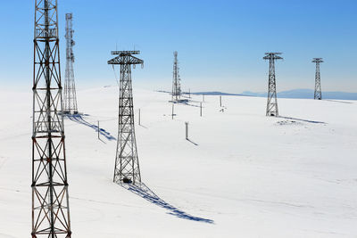 Electricity pylons in winter