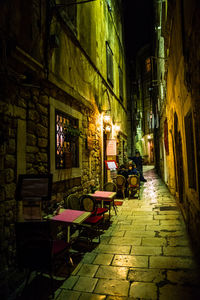 Illuminated buildings at night