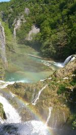 Scenic view of river flowing through rocks