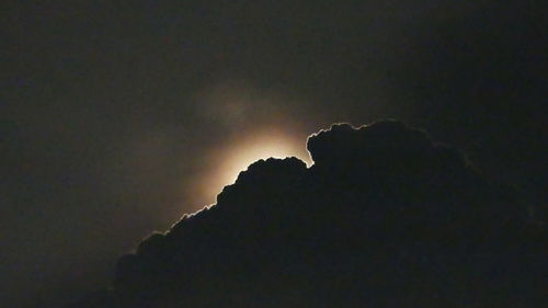 Close-up of silhouette rock against sky at night