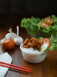 Close-up of food on table