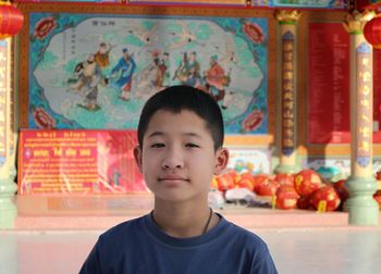 Close-up portrait of boy looking