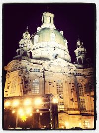 Low angle view of church at night