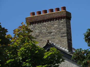 Low angle view of tower against clear sky