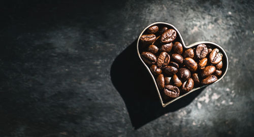 High angle view of coffee cup on table