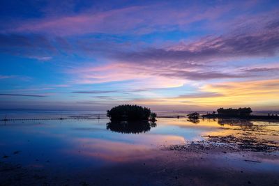 Scenic view of sea against sky at sunset