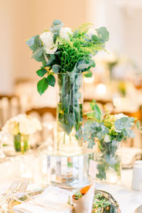 Flower vase on table