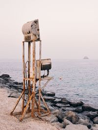 View of beach against clear sky