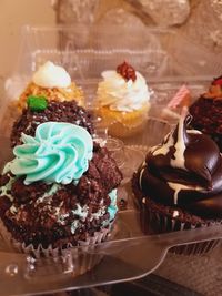 Close-up of cupcakes on plate