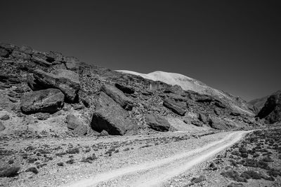 Scenic view of mountain against clear sky