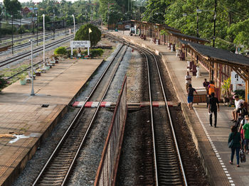 People on platform at railroad station