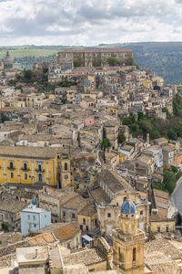 High angle view of townscape, modica