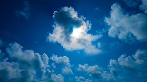 Low angle view of clouds in blue sky