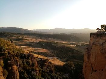 High angle view of landscape against clear sky