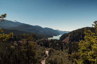 Scenic view of mountains against clear sky