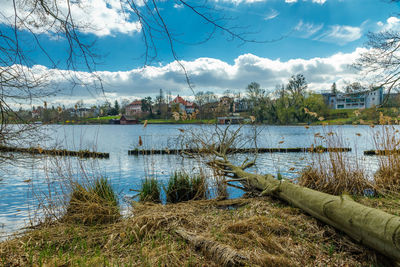 Scenic view of lake against sky