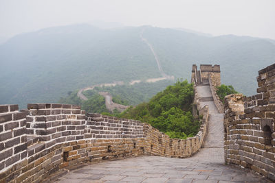 High angle view of castle on mountain