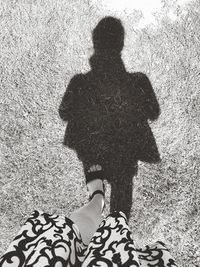 Shadow of woman standing on field