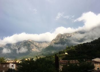 Scenic view of mountains against sky