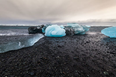 Scenic view of frozen sea against sky