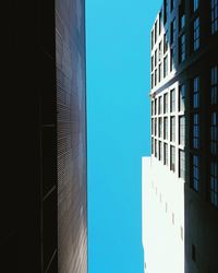 Low angle view of buildings against clear sky