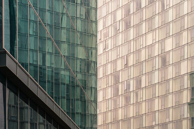 Low angle view of modern glass building in city