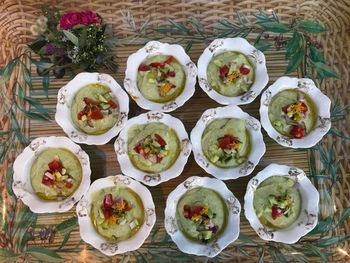 High angle view of food on table
