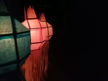 Close-up of illuminated wall at night