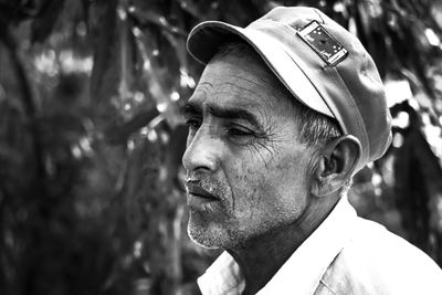 Close-up of mature man looking away