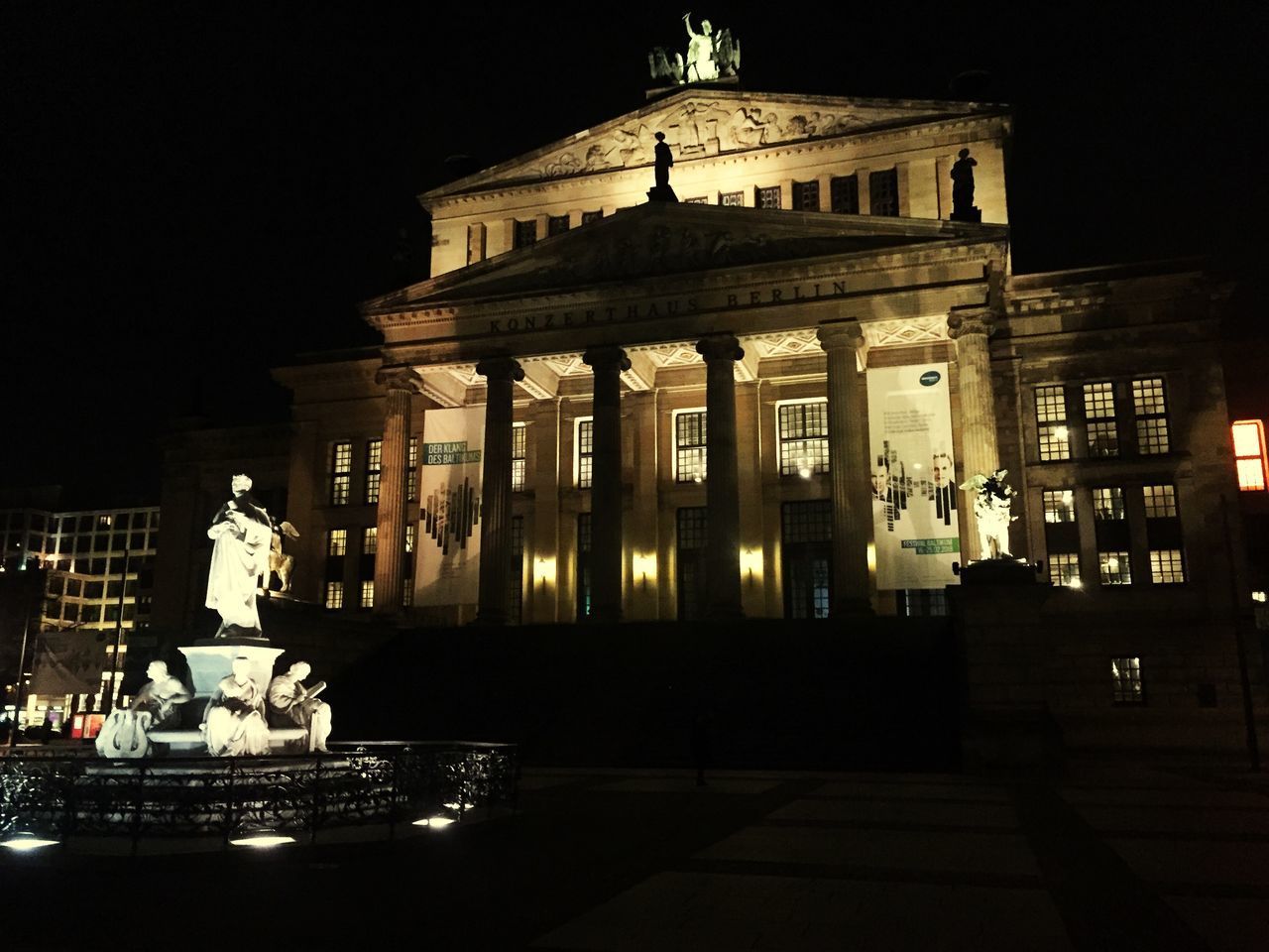 ILLUMINATED BUILDING AT NIGHT