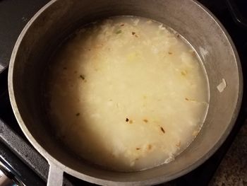 High angle view of bread in container