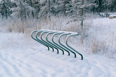 Snow on field during winter