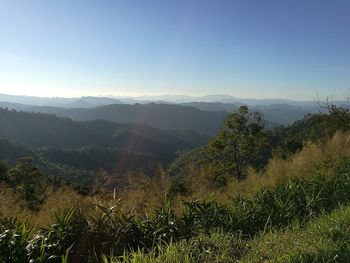 Scenic view of mountains against sky