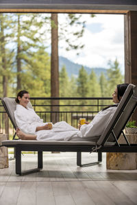 Two women relaxing at the spa at edgewood in stateline, nevada.