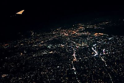 Aerial view of illuminated cityscape