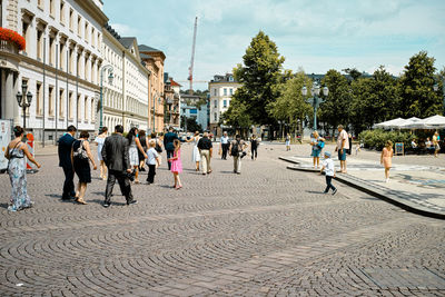 People on street in city