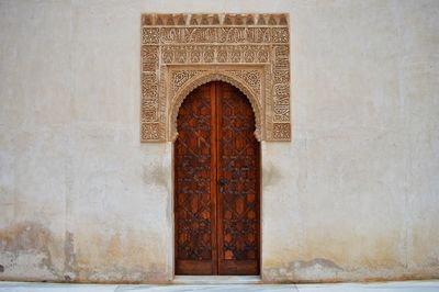 Closed door of building