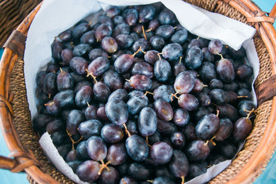 High angle view of fruits in basket