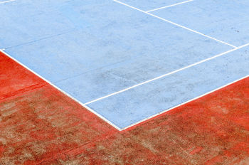 High angle view of empty tennis court